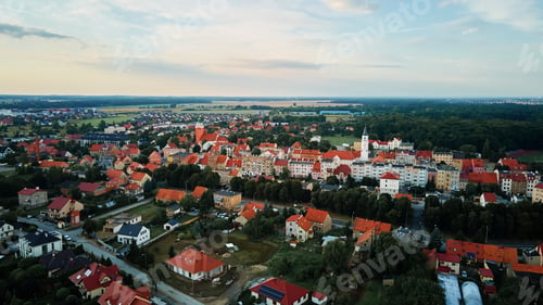 Preview: Suburban neighborhood in europe city, aerial view