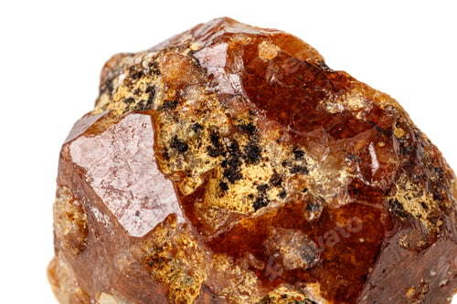Preview: Macro stone Grossular mineral on white background