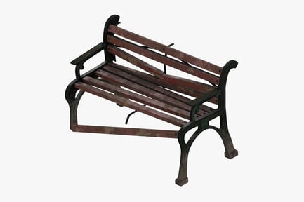 Preview: Weathered Wood Bench with Cast Iron Frame