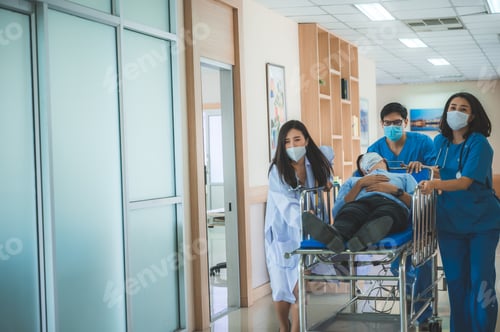 Preview: emergency patient, professional doctor working for help at hospital clinic health care