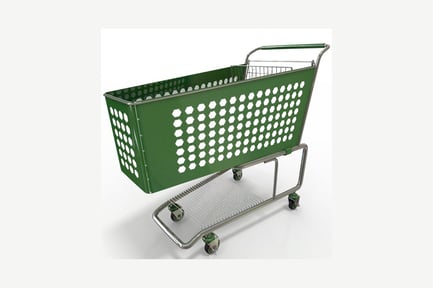 Preview: Perforated green shopping cart with handle and wheels