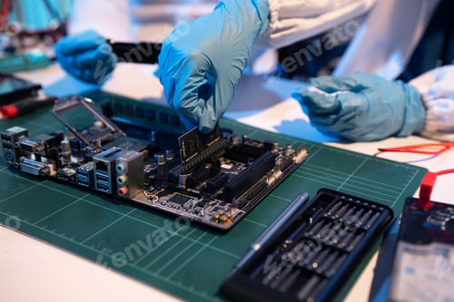 Preview: Repairing and upgrade mobile phone, electronic, computer hardware and technology concept.