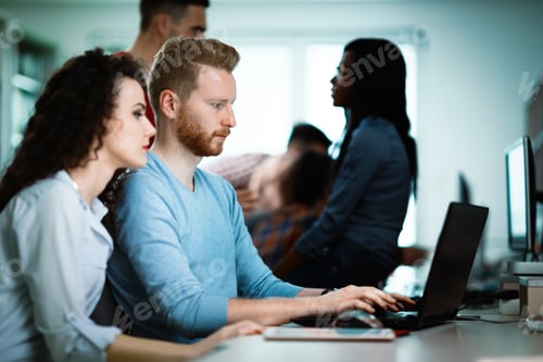 Preview: Programmers cooperating at information technology company