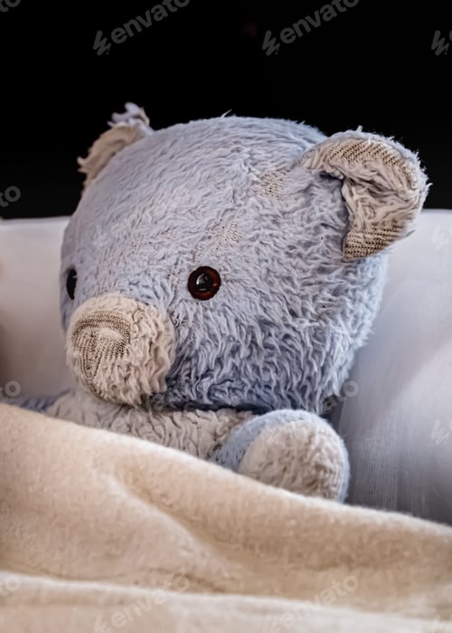 Preview: Vintage Blue Teddy Bear With A Worn Nose