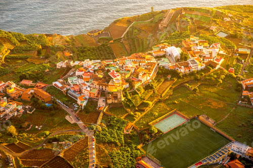 Preview: Top view on Agulo coastal village in Spain