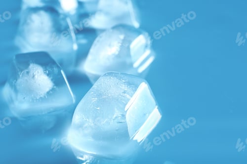 Preview: Ice cubes on color background. Space for text