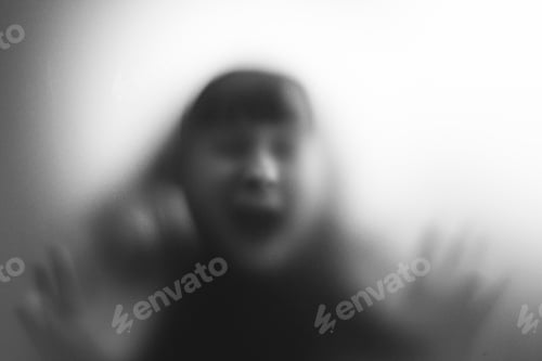 Preview: Shadowy figure, child behind glass - horror background