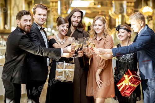 Preview: Well-dressed people celebrating New Year indoors