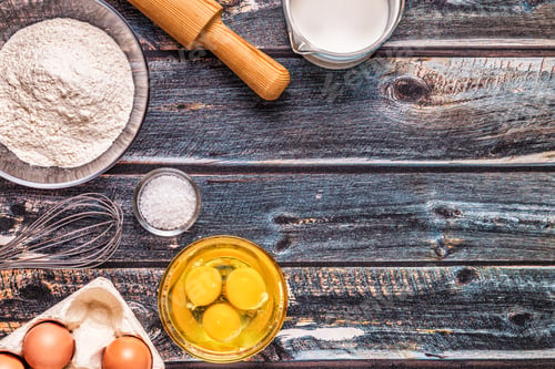 Preview: Bakery products -flour, eggs, milk.