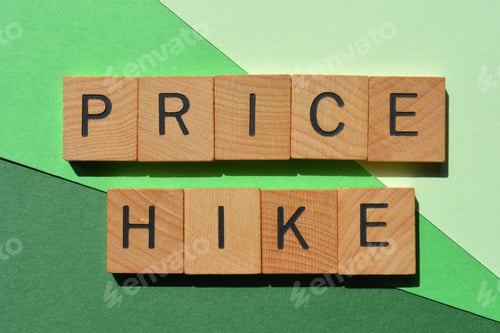 Preview: Price Hike Written in Block Letters on Green