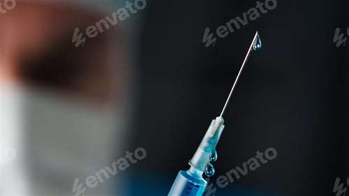 Preview: Close Up Of Male Member Of Medical Team In Hospital Wearing Mask With Syringe Preparing Injection