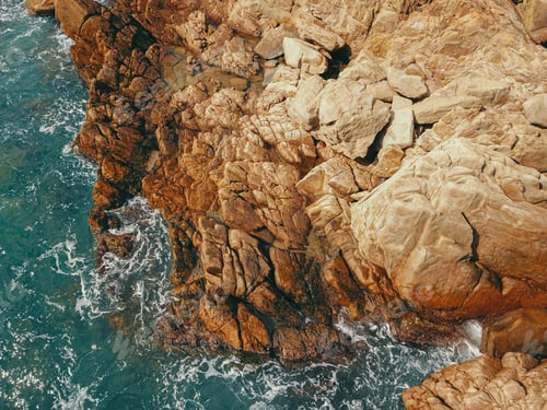 Preview: Aerial drone view of rocky coastal scenery in Ganh Da Dhia, Phui Yen, Vietnam