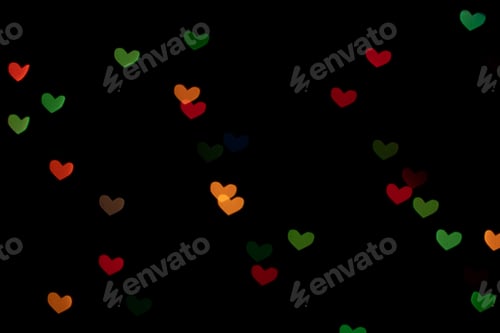 Preview: Heart-shaped bokeh lights on a black background
