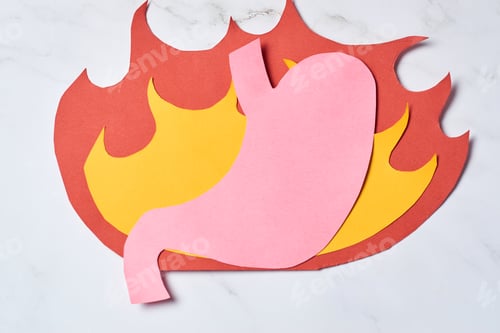 Preview: Burning stomach. Disease concept of gastritis and stomach ulcers.