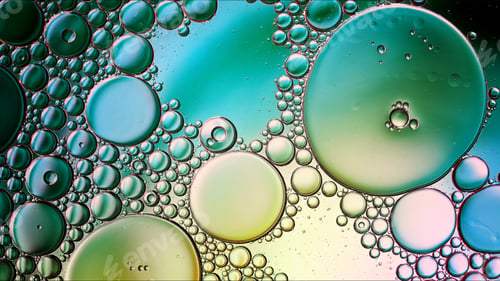 Preview: Abstract Colorful Food Oil Drops Bubbles and spheres Flowing on Water Surface