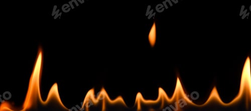 Preview: Close up fire flames isolated on black background