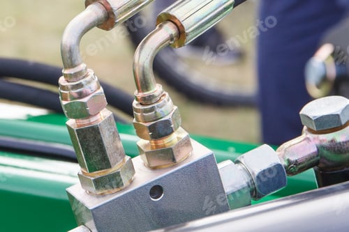 Preview: Detail and part of hydraulic or pneumatic mechanism in machine. Technology