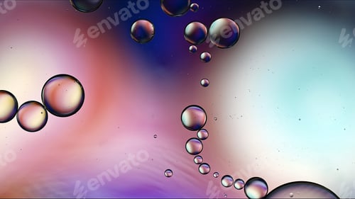 Preview: Abstract Colorful Food Oil Drops Bubbles and spheres Flowing on Water Surface