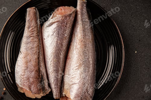 Preview: Hake raw fish seafood healthy food main course ingredient appetizer fresh gourmet food