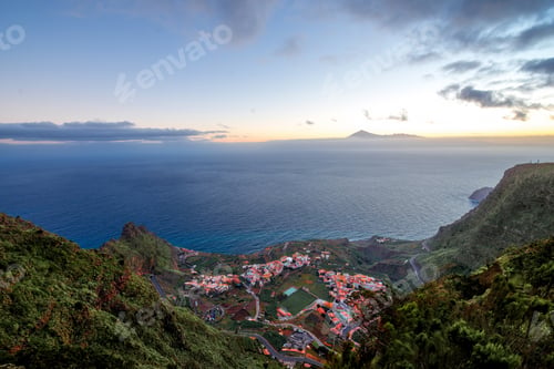 Preview: Top view on Agulo coastal village in Spain