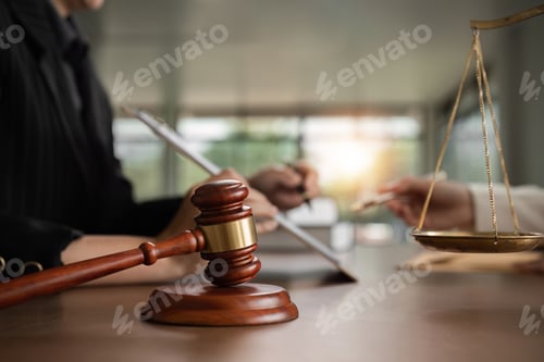 Preview: Legal concepts and lawyers Judge's hammer in the courtroom of the court for criminal judgments and
