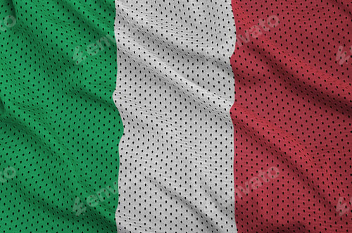 Preview: Italy flag printed on a polyester nylon sportswear mesh fabric with some folds