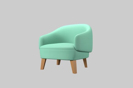 Preview: Wooden-Legged Chair with Green Seat