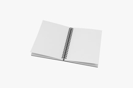 Preview: Open Spiral-Bound Sketchbook with Blank Pages