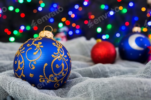 Preview: Christmas background with balls and garland