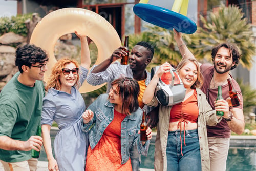 Preview: diverse people having joy and party