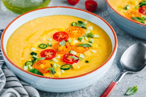 Preview: Yellow Tomato Gazpacho. Spanish summer cold soup