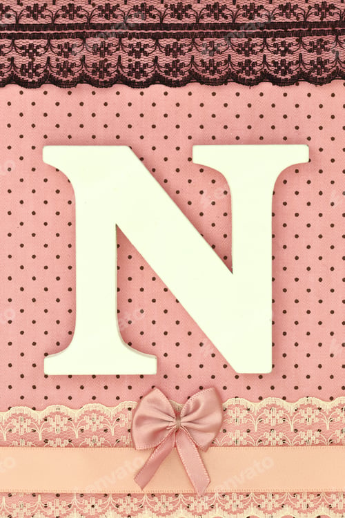 Preview: Wooden letter N on polka dots background