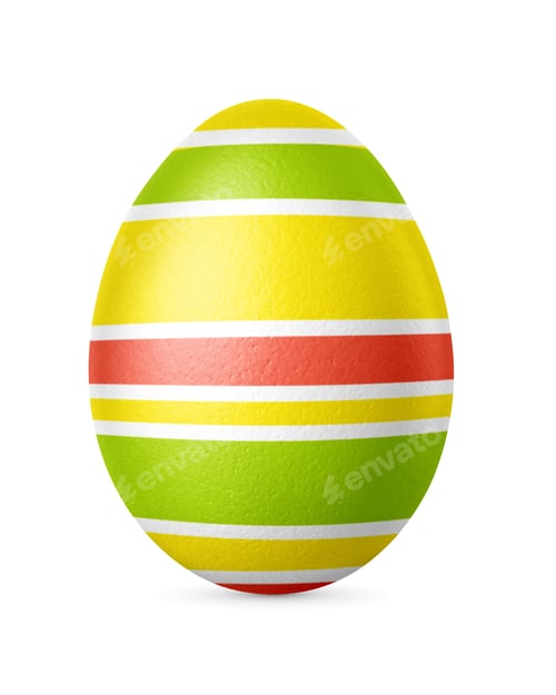 Preview: Handmade stripped Easter egg isolated on a white.