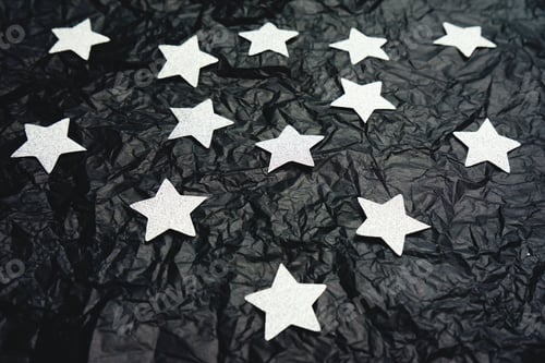 Preview: Fake sky night doing with silver stars and crumpled black paper