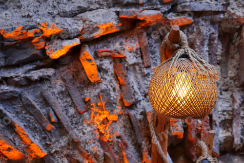 Preview: vintage lantern lamp against a wall