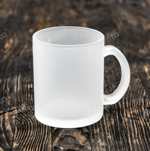 Preview: Big glass cup, matte outside, sitting on table