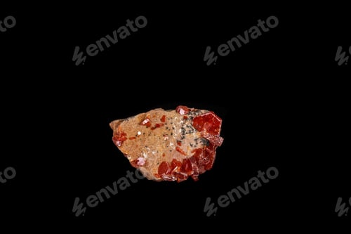 Preview: Macro mineral stone Vanadinite on a black background