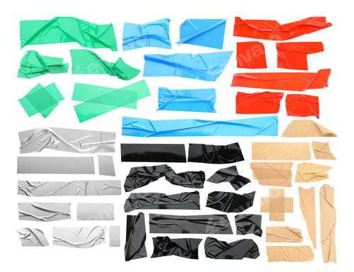 Preview: Pieces of different adhesive tapes isolated on white, set