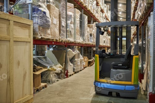 Preview: Background image of warehouse interior with forklift