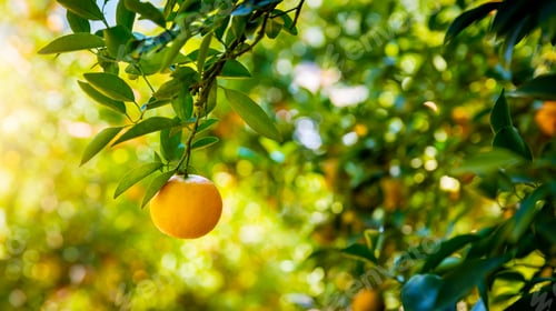 Preview: Ripe and fresh oranges hanging on branch