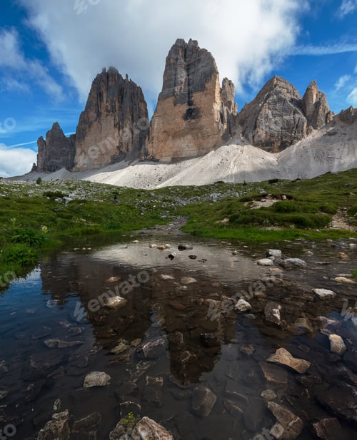 Preview: Summer in the Dolomites mountains landscape on a sunny day