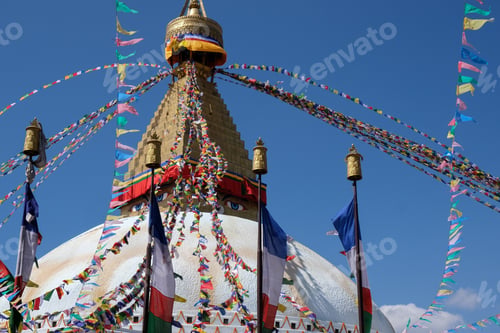 Preview: Budha stupa or Boudhanath Stupa buddha religious sacred temple in Kathmandu Nepal.