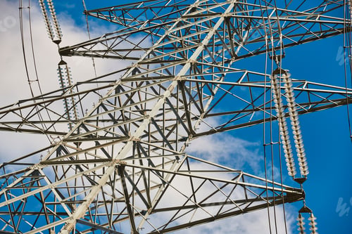 Preview: Power line tower. Energy industry. Industrial electricity distribution. Renewable production