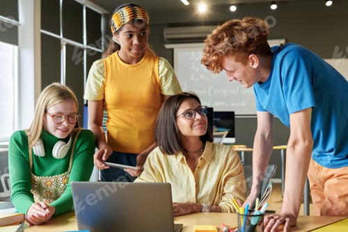Preview: Group of People Working with Teacher in Class