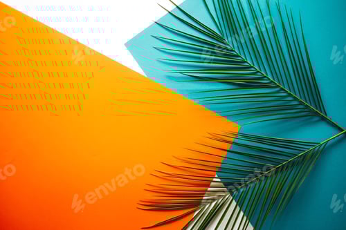 Preview: Universal beautiful background with palm branches. Tropical background. Hello summer.