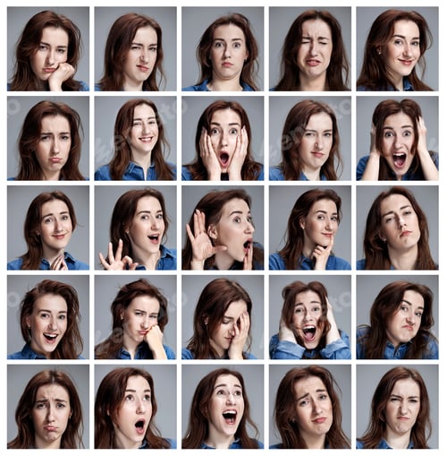 Preview: Woman's Various Facial Expressions Displayed in a Collage