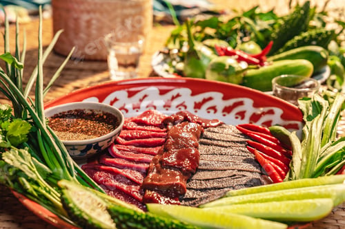 Preview: Traditional food Thailand, Thai local food menu with raw food ingredient in the local name of Soi Ju