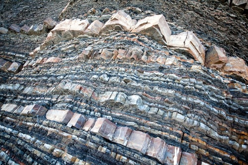 Preview: Close-up of rocky rock on a slice of a mountain