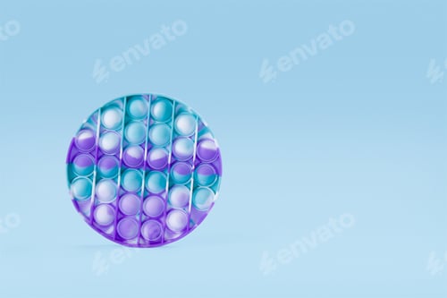 Preview: Colorful round popit toy antistress for children and adults on a blue background