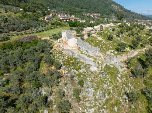 Preview: Idyma Castle. View over Gokova village in Mugla province of Turkey. Akyaka Castle.